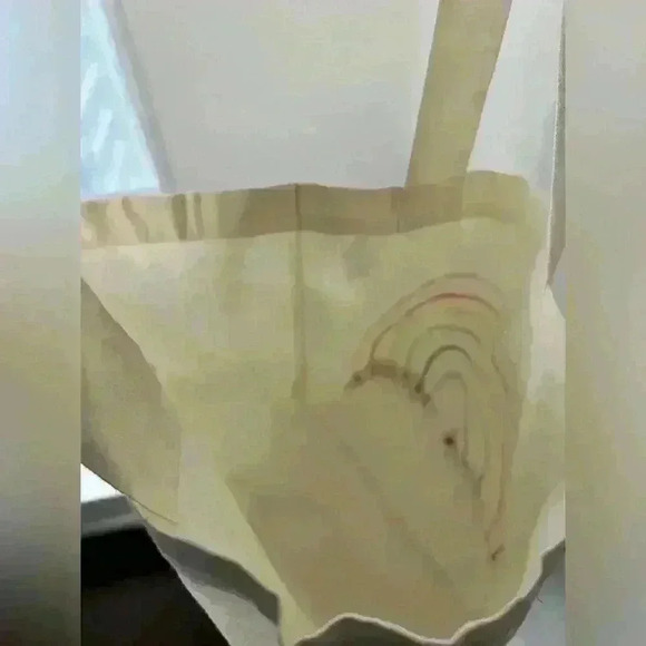 Handmade Rainbow Illustration Canvas Shoulder Bag Oversized  Tote Boho Travel - Picture 6 of 11